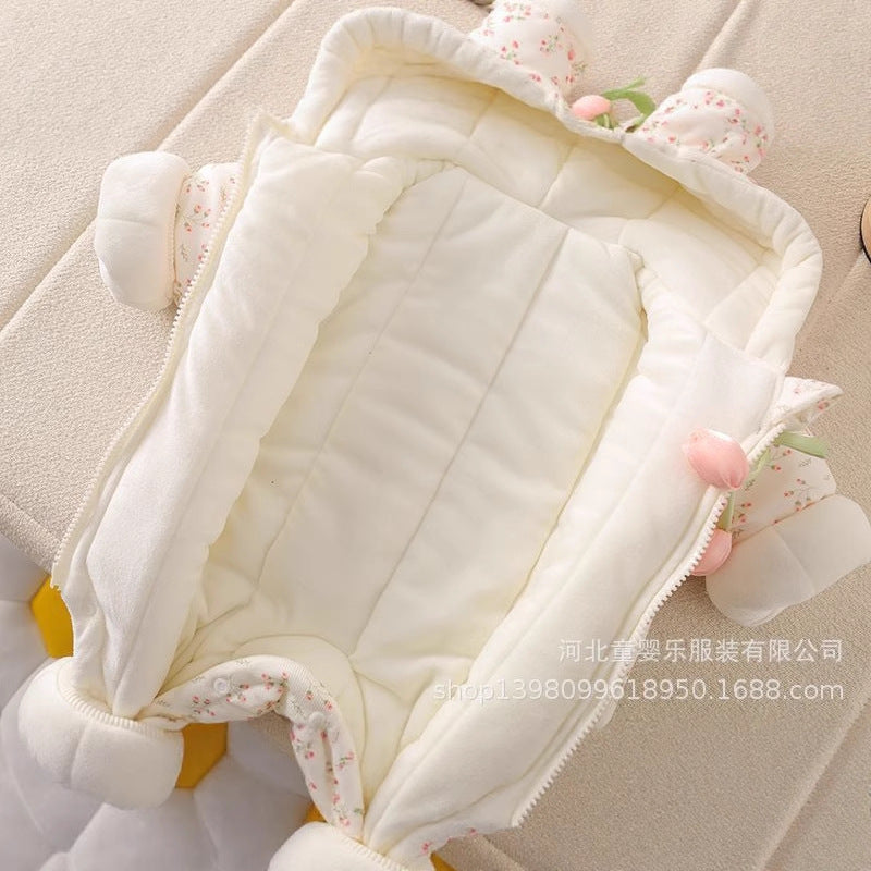 Baby super cute cotton clothes princess khaki outing clothes thickened romper winter one-piece romper