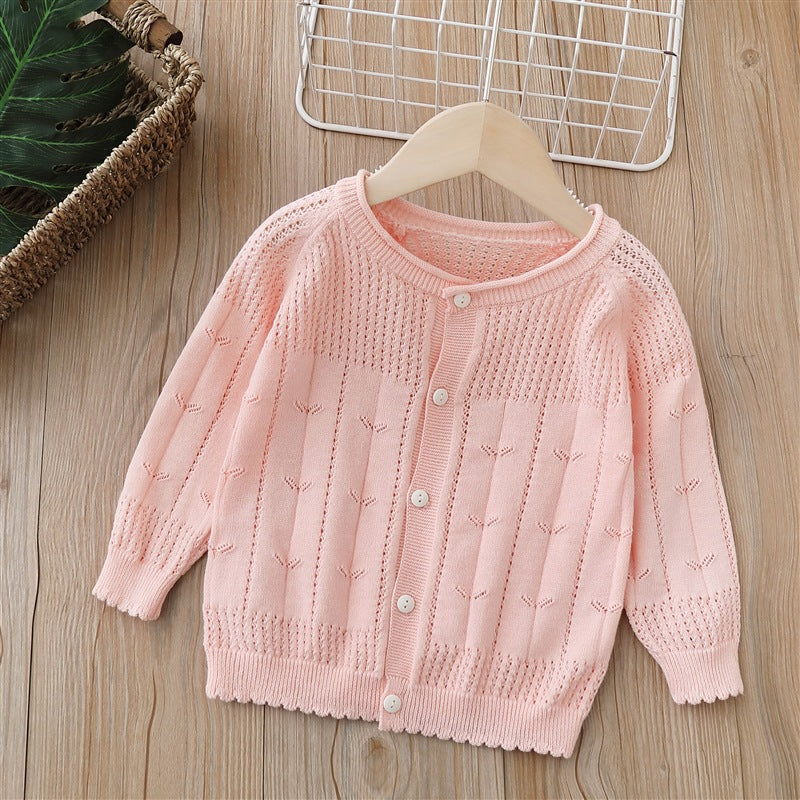 girls' cardigan - lightweight summer knit outerwear for kids - perfect for air conditioning, baby shawl, and sun protection