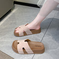 Trendy platform h-strap sandals for women - new summer outdoor style, popular versatile thong sandals, non-slip soft sole beach slippers