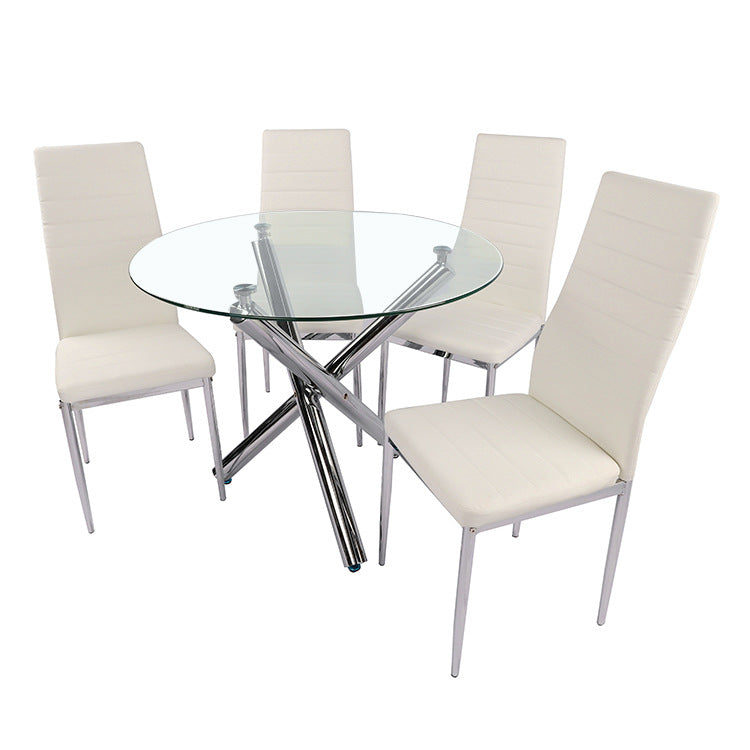 Tempered glass dining table set - modern luxury, high-end design, ideal for meetings and home use - minimalist dining table and chairs