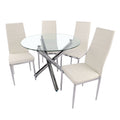 Tempered glass dining table set - modern luxury, high-end design, ideal for meetings and home use - minimalist dining table and chairs