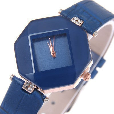 Amazon bestseller korean style wholesale women's champagne watch - prismatic diamond fashion ladies' watch - white