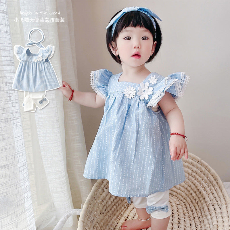 Wholesale children's clothing: new summer  korean style kids' apparel, teardrop baby clothes, cute and high-quality girls' outfit sets