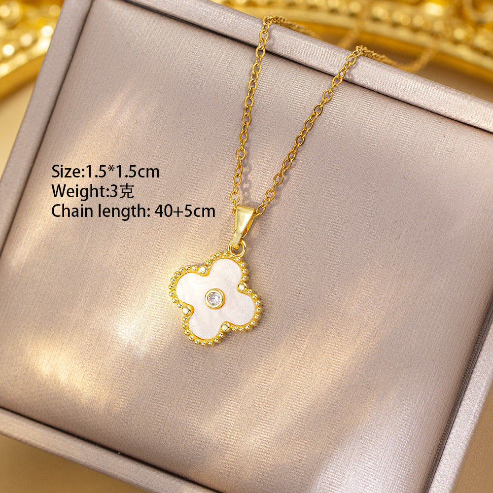 [copper inlaid with zirconium] fashionnew arrival exquisite four-leaf clover bracelet jewelry suitelegant necklace for women four-piece jewelry set