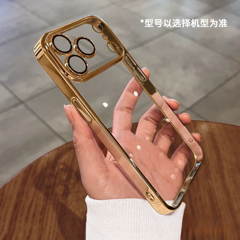 Electroplated lens film tpu soft shell suitable for iphone17promax mobile phone case transparent apple 16/15 anti-fall case