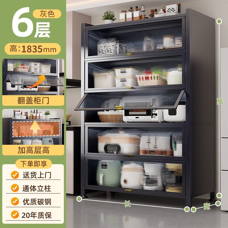 Household multi-functional cabinet with doors, bookshelf, dustproof storage cabinet, freestanding multi-layer storage unit, kitchen organizer shelf