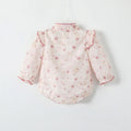 New chinese style baby romper - autumn outfit for baby girls - floral print, frog closures, flutter sleeves, spring/autumn long-sleeve bodysuit
