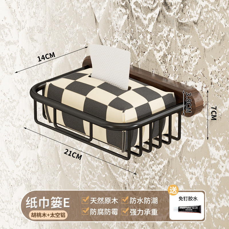 Walnut toilet toilet paper box non-punching bathroom toilet tissue box paper rack storage toilet paper rack