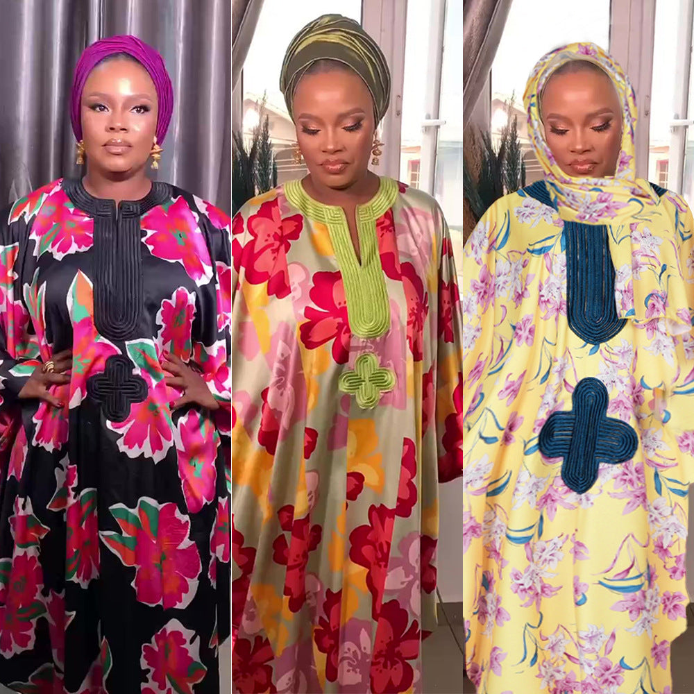 Aliexpress   summer hot selling printing robe fashionplus size african women's dress comes with headscarf