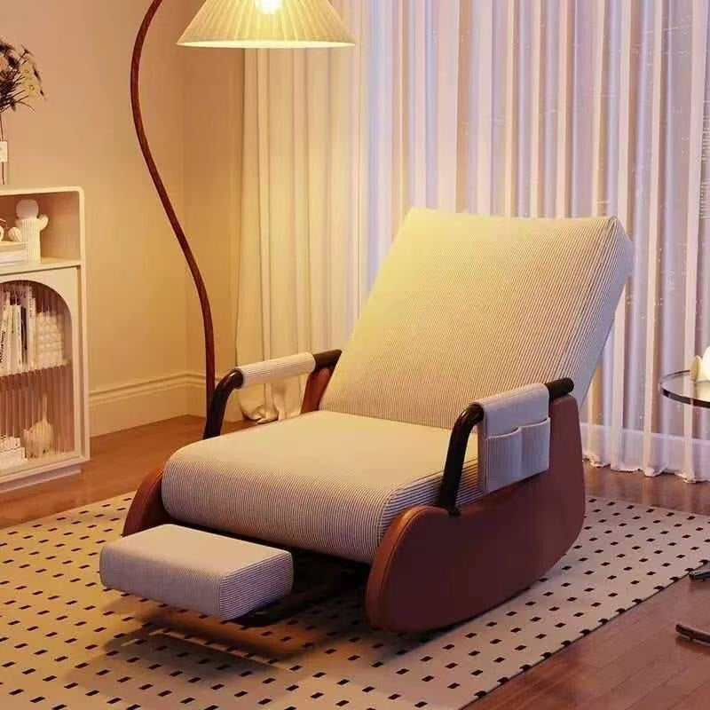 Scandinavian style casual chair rocking chair balcony plaid lazy sofa chair single courtyard living room bedroom nap chair