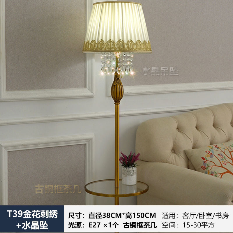 American light luxury crystal floor lamp living room coffee table scandinavian styleretro copper floor lamp vertical bedroom bedside lamp