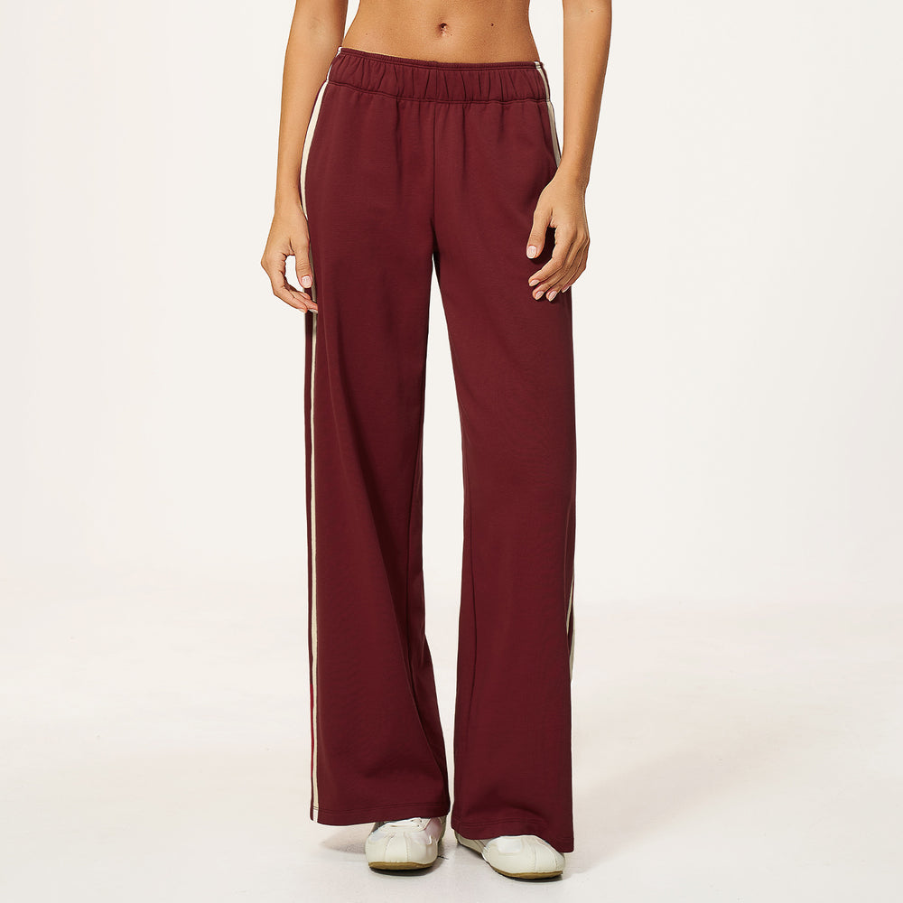 color block women's sweatpants: thickened, warm, moisture-wicking, loose fit, slimming, drapey, versatile, casual wide-leg pants 3005