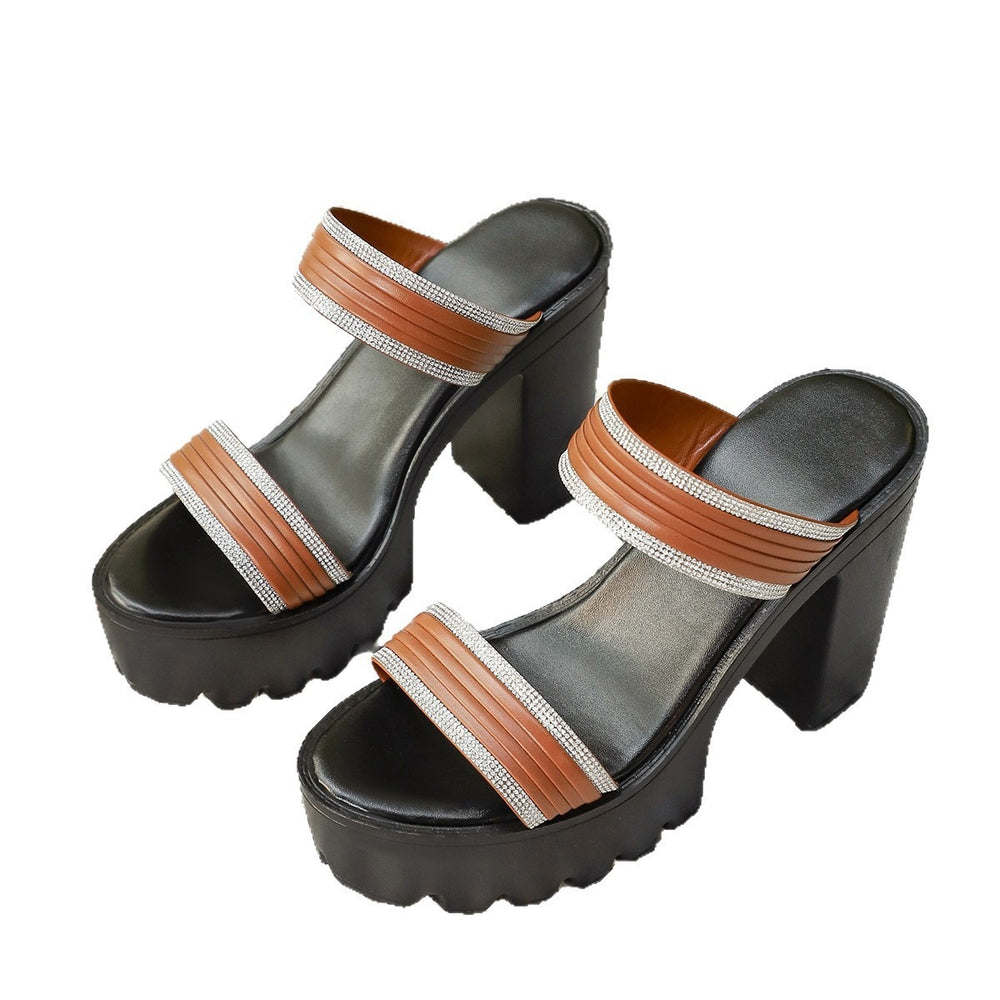 Wholesale women's plus size chunky heel sandals: new  summer collection - perfect for dresses, thick sole high heels
