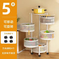 Kitchen rotating multi-functional storage rack, household floor-standing multi-tier snack cart, fruit and vegetable basket organizer