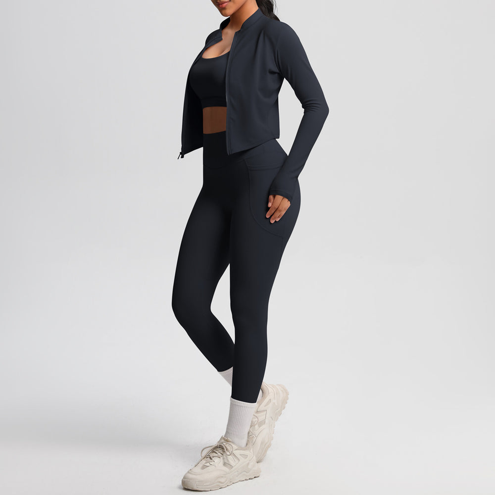 cloud-feeling brushed beautiful back bra sports zipper outwearcasual running hip pocket fitness yoga clothes