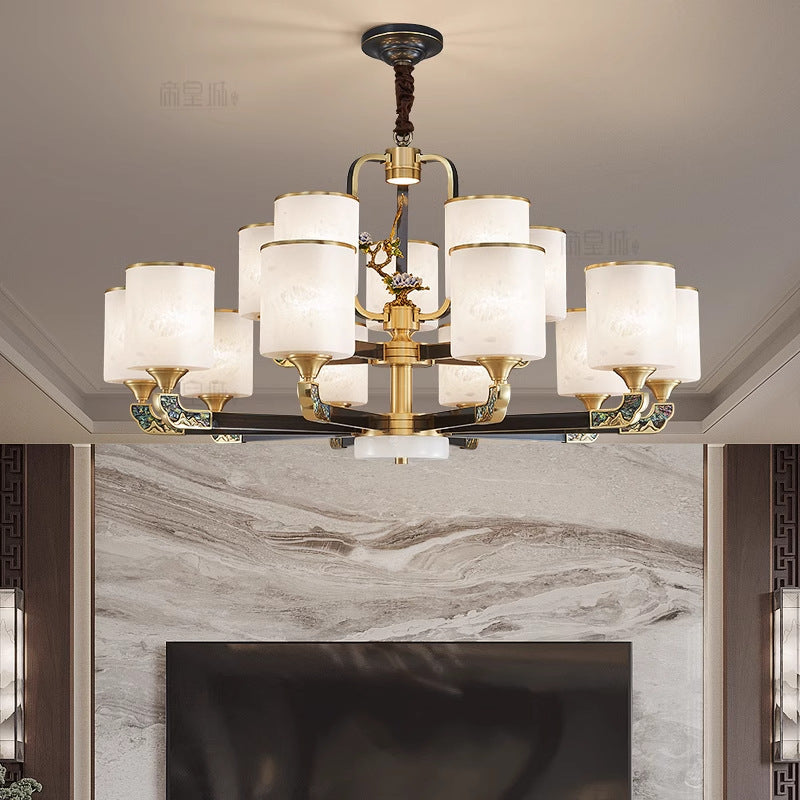 [All copper + Spanish marble] New Chinese chandelier 2024 new high-end Chinese style home living room lamp