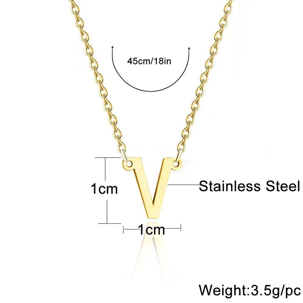 European and american cross-border fashion titanium steel 26 letter necklace, elegant 18k gold stainless steel minimalist versatile choker