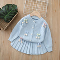 Baby girl handmade floral cardigan two-piece set -  autumn new collection - cute girls' skirt set - girls' sweater outfit