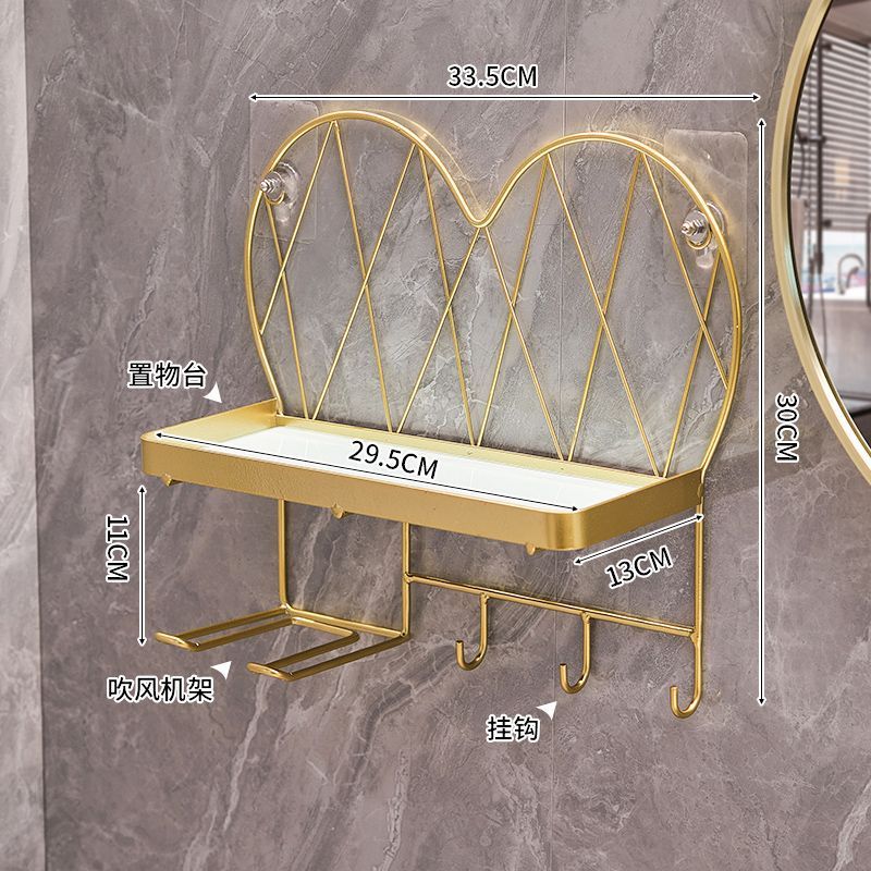 Bathroom decorative shelf wall mount - toilet paper, hair dryer, and cosmetic organizer for vanity - no drilling required