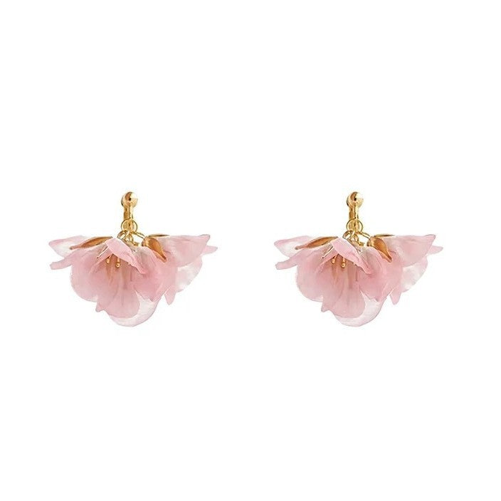 Super fairy gentle style purple tassel petal earrings for women exaggerated sweet earrings beautiful holiday style popular earrings