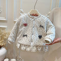 Autumn/winter girls' trendy three-layer quilted padded jacket, korean style warm top for baby girls, children's clothing