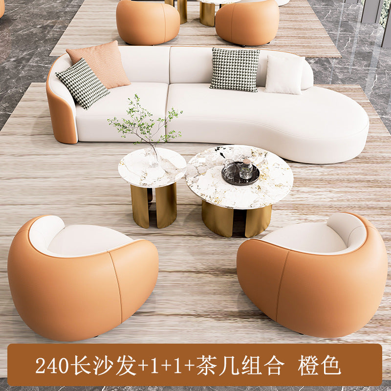 Curved sofa hotel lobby hall vip club rest area reception reception arc sales office negotiation sofa