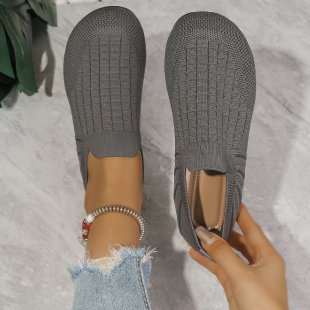 Fashionexport breathable slip-on flatsflatsflats women's cross-border wide toe plus size breathable lazy loafers