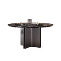 Black rose natural marble round dining table - italian minimalist style, modern designer luxury stone dining table