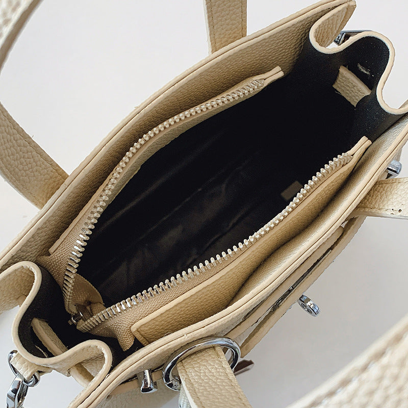 Cross-border niche soft leather portable Kelly bag women's bag 2025 new simple shoulder bag lychee pattern commuter messenger bag