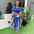 Temu cross-border e-commerce  fashion style fashion gradient stripes african women's large size adjustable waist dress