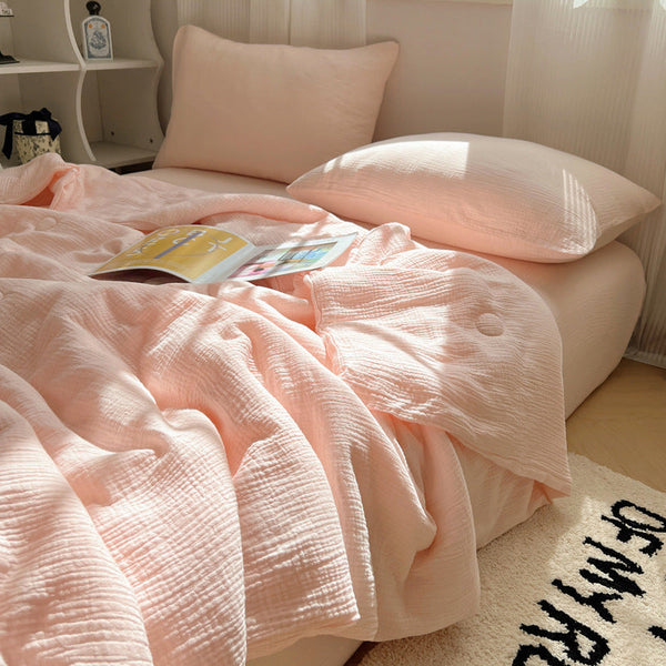Class A double-layer wrinkled yarn summer cool quilt can sleep naked air conditioner quilt washed cotton machine washed student single thin quilt