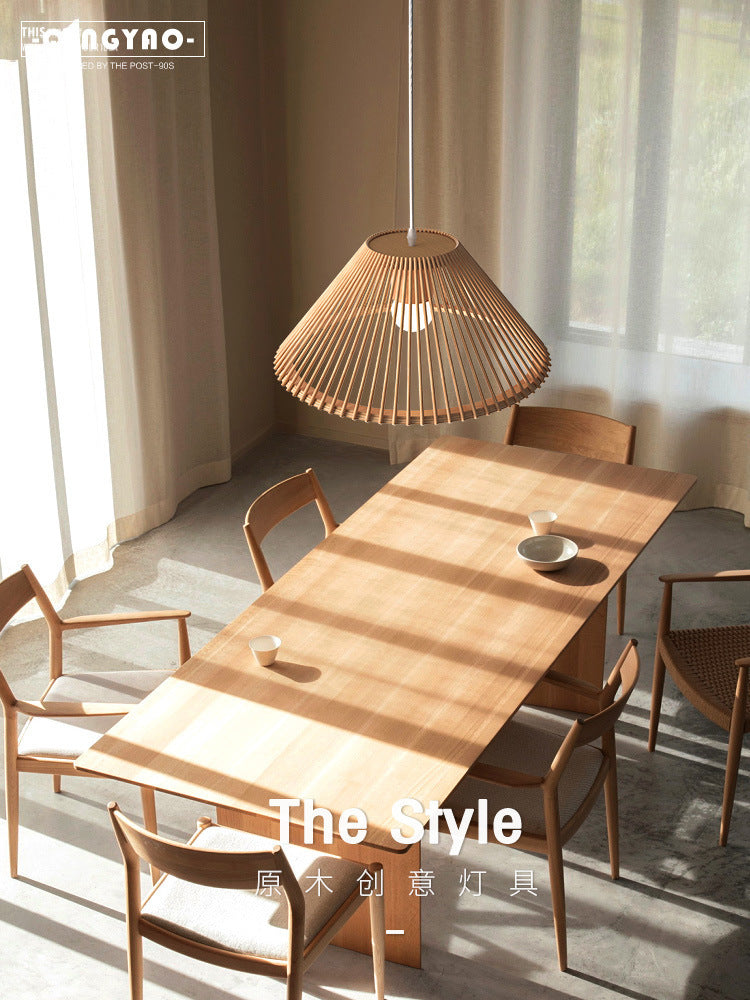 Japanese restaurant chandelier Nordic simple log dining table light retro wabi wind room homestay bar lighting handmade