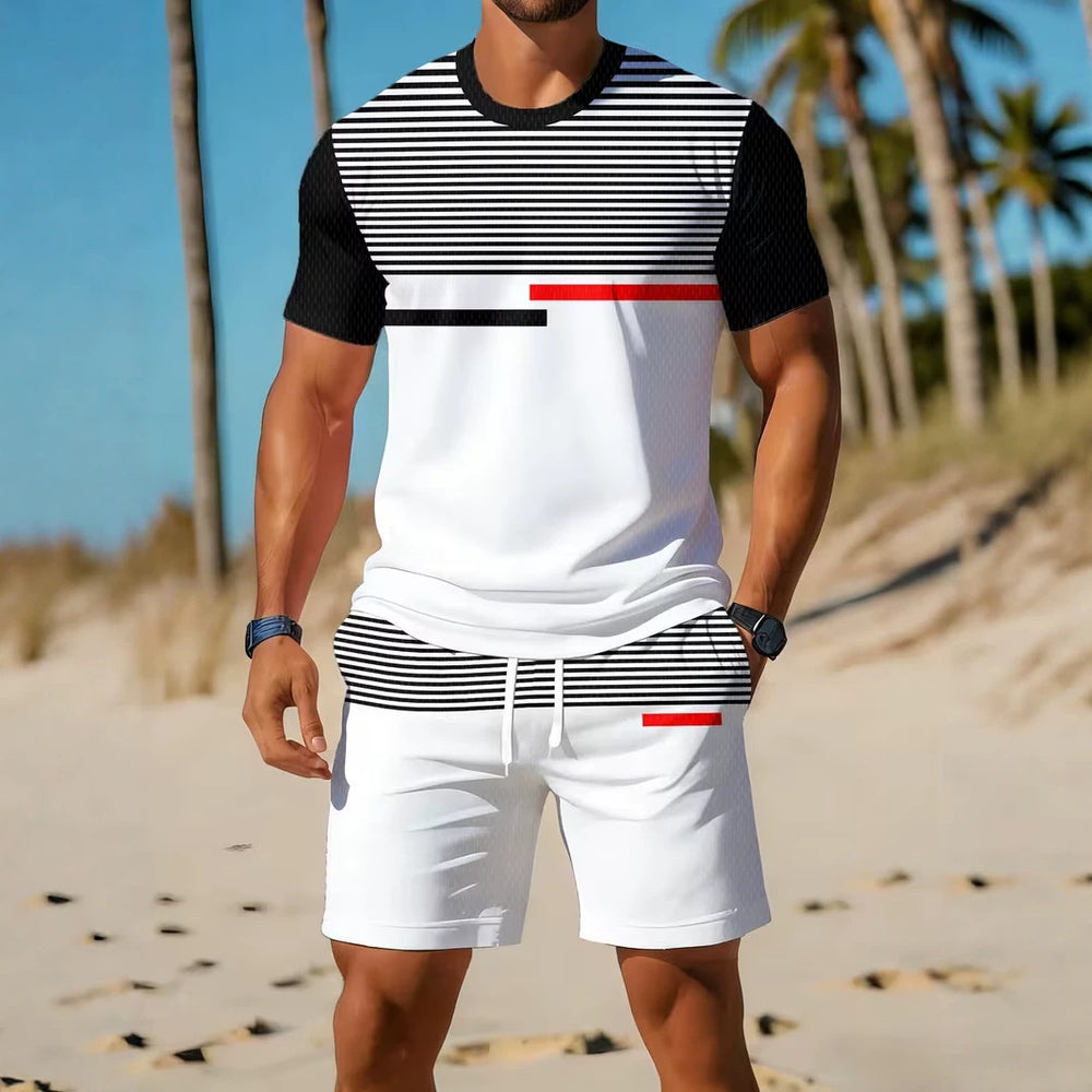 men's short-sleeve and shorts set, casual sportswear set, 3d printed cross-border hot seller, dropshipping available