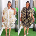 Fashion cross-border e-commerce  soft mesh hot stamping dress suspender two-piece set african plus size women's clothing