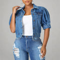 Amazon denim jacket women's hot selling new denim jacket short sleeve fashionable retro denim outerwear cross-border