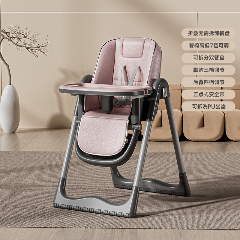 Baby Dining Chair Eating Chair Multifunctional Portable Foldable Home Children's Chair Baby Dining Table with Wheels
