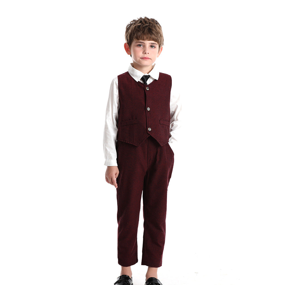Spring & fallkids suit suit handsome boy flower girl vest dress baby boy first birthday medium big child suit