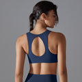 European and american nude feel yoga wear women's tight-fitting quick-dry sports bra sexy cutout backless running fitness push-up bra