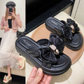 Platform sole high-top versatile sandals & slippers - women's summer new arrivals - chunky heel bow detail thong sandals