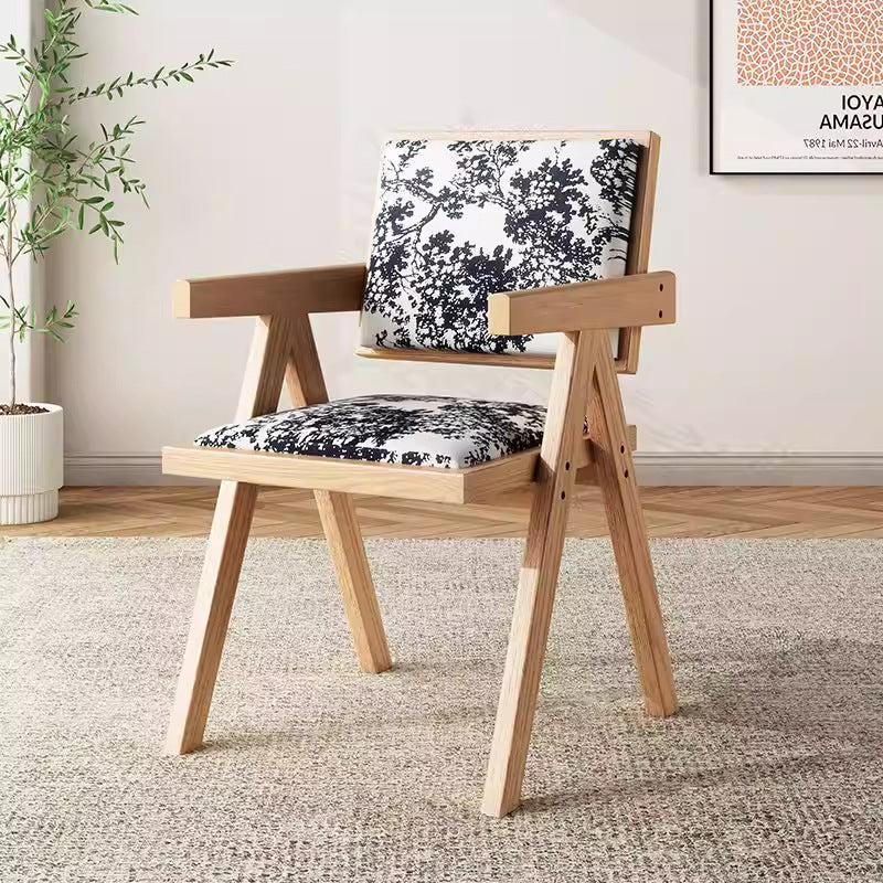 Used wabi-sabi style light luxury solid wood chair chandigarh home chair retro armchair stool high back dining chair
