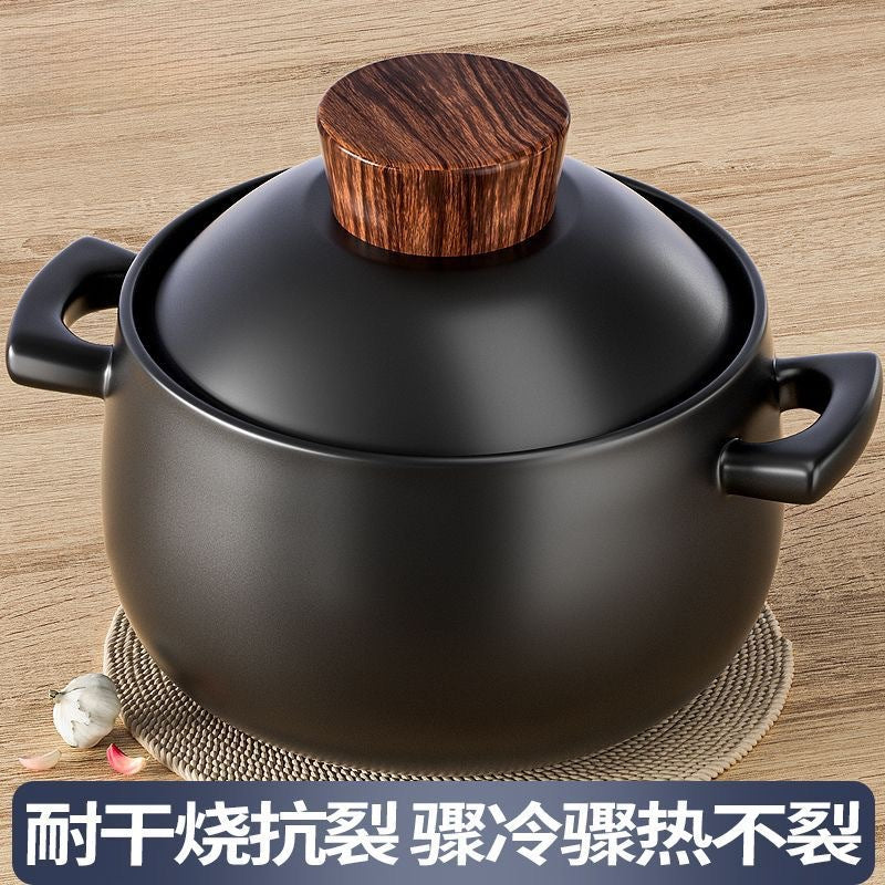 Casserole high temperature resistant stew pot soup casserole explosion-proof for home cooking porridge double ears large capacity open flame high temperature resistant soup pot