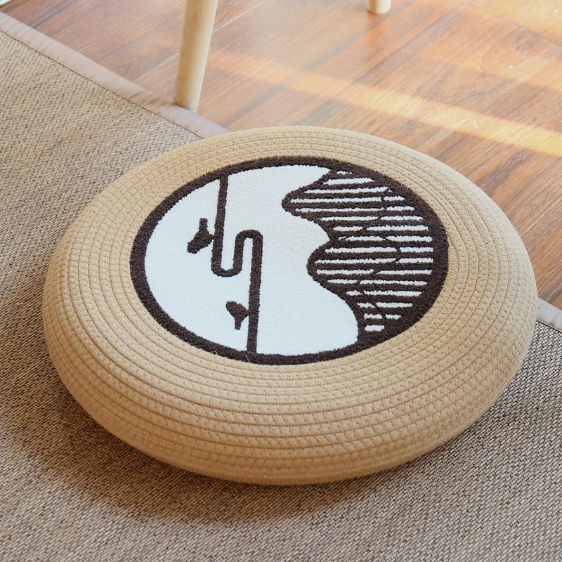 Futon pouf, tatami floor, bay window, retro coffee table, pouf, living room floor cushion, hemp rope meditation stool