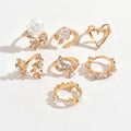 European and american cross-border fashion camellia flower ring set - niche, light luxury, high-end, diamond-studded heart and butterfly finger rings for women