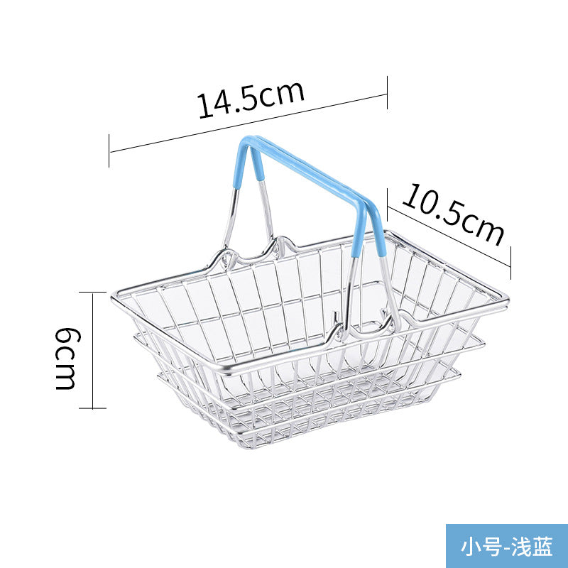 Cross-border  wrought iron simulation shopping basket household cosmetics sundries storage decorative shelf shooting props