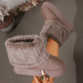 new arrivalthick sole round toe flip-top fur short snow boots cross-border platform bottomheattechfleece-linedthickened cotton boots