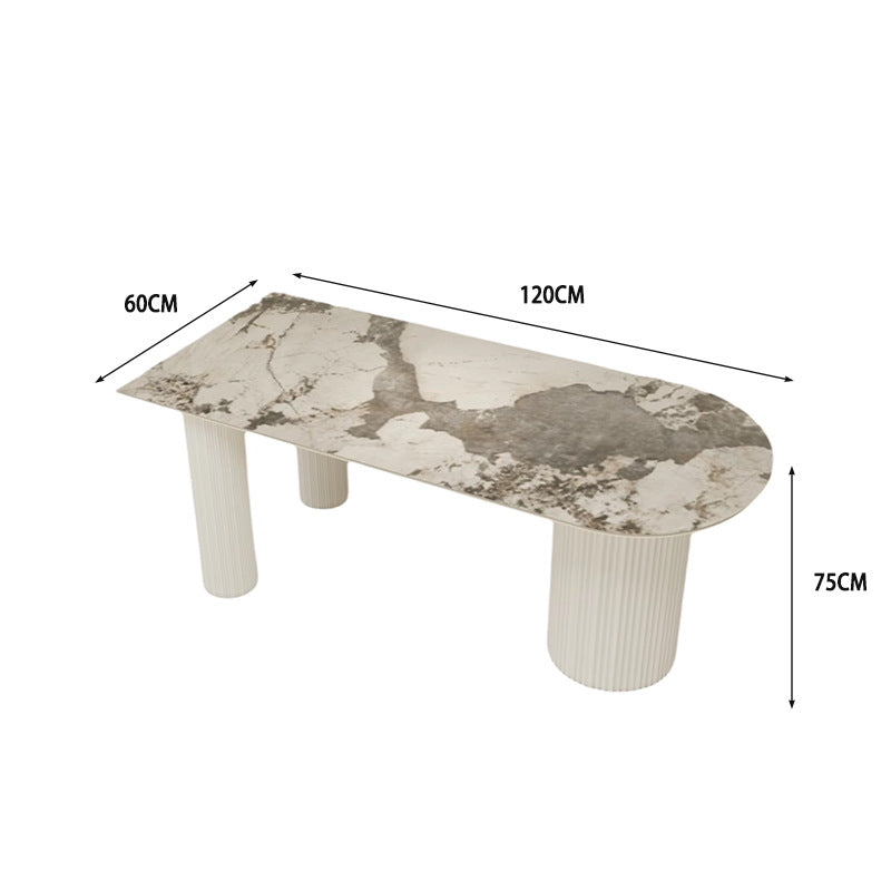Accessible luxury modern casual wabi-sabi style grids for home slate dining table french cream style oval dining table and chair solid wood