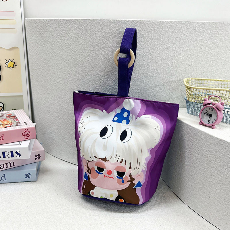 Kids hand-held lunch bag cute forest style lightweight work satchel bag for mothers to travel large capacity canvas bucket bag