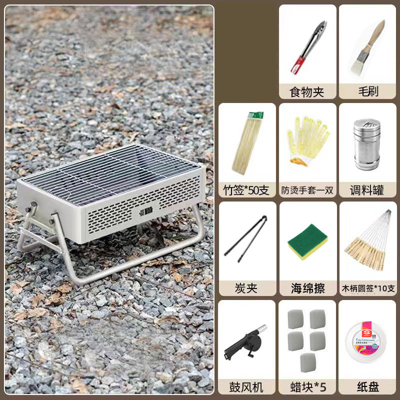 Outdoor bbq grill, detachable multifunctional rotisserie, foldable rack, home-use fire pit for tea brewing, charcoal grill