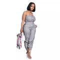 Amazon   hot selling  new european and american women's striped bandeau jumpsuit