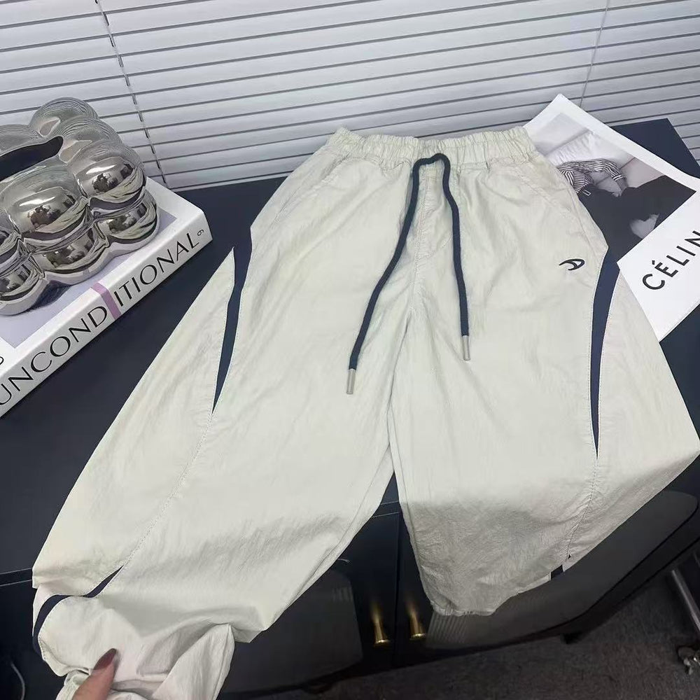 100% cotton kids' summer lightweight pants - boys' and girls' loose-fit active pants - korean style summer clothing for mid-to-large children